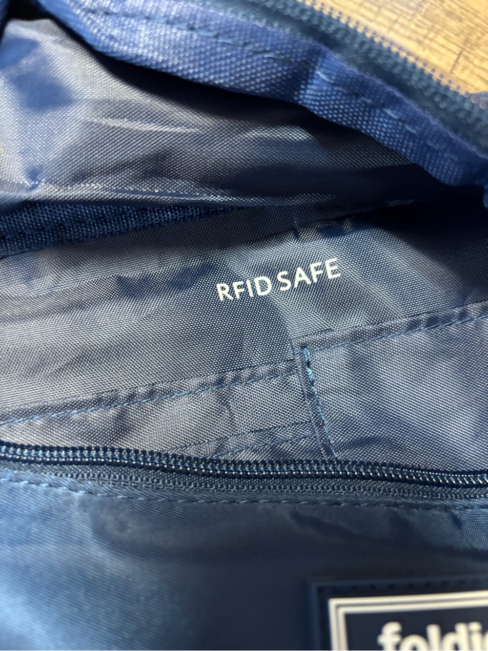 NWT The Foldie Anti-Theft Navy Belt Bag Fanny Pack RFID Travel Crossbody - Picture 7 of 7